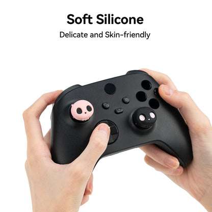 GeekShare Cute Xbox One Controller Thumb Grips, Soft Silicone Thumbsticks Cover Caps Set Compatible with Xbox One Controller, 2 Pair / 4 Pcs - Pink Skull