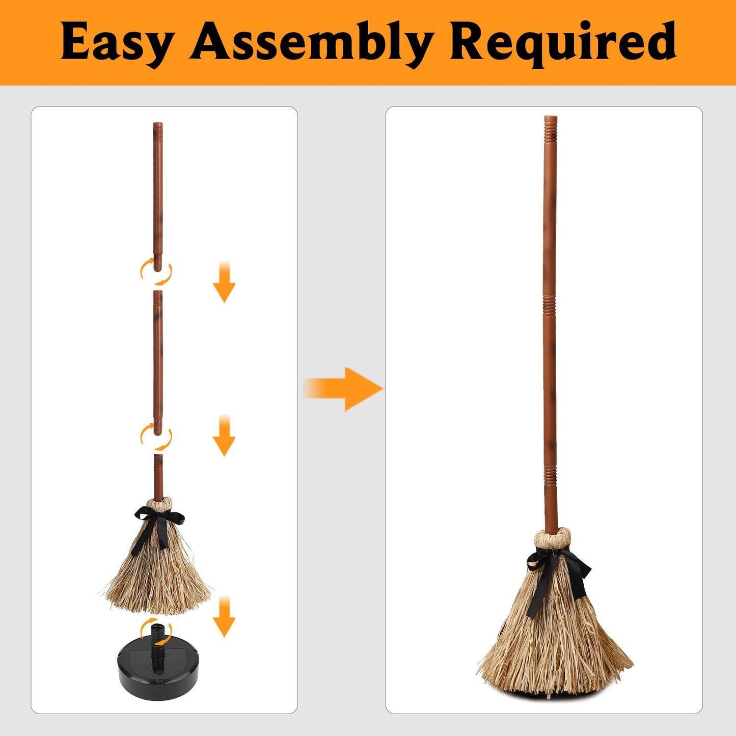 Halloween Decoration- 43.5 Inches Tall Animated Floating Witch's Broom –Haunted Dancing Broom for Indoor Party Home Floor Decor