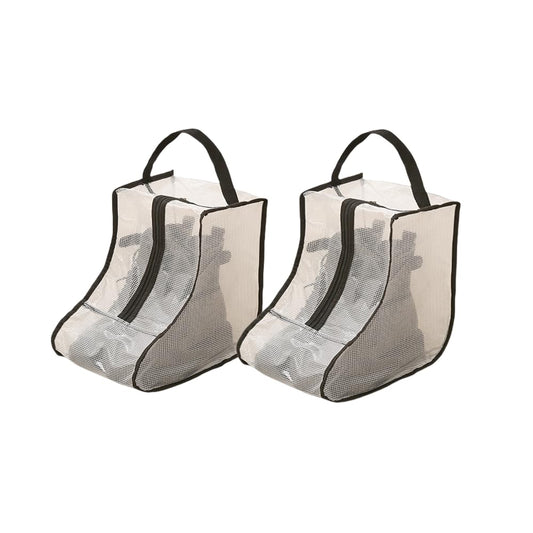 2 Set Boot Storage,Portable Short Boots and Tall Boots Storage or Protector Bag,Shoe Dust Bags,Shoe Sleeves for Travel,Clear Boots Cover,Shoes Packing Organizers for Adult Sneakers (Black Edge-Short)