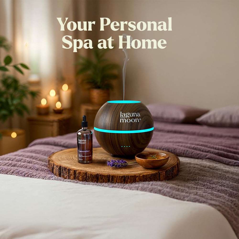 Lagunamoon Essential Oils Set - Top 6 Blends for Diffusers, Home Care, Candle Making Scents, Fragrance, Aromatherapy, Humidifiers, Gifts - Peppermint, Tea Tree, Lavender, Eucalyptus, Orange (10mL)