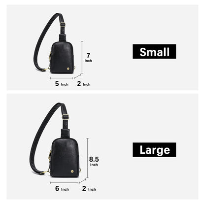 INICAT Sling Bag for Women Touchscreen Small Crossbody Cell Phone Purse Fanny Pack（White Brown Anti Theft Small)