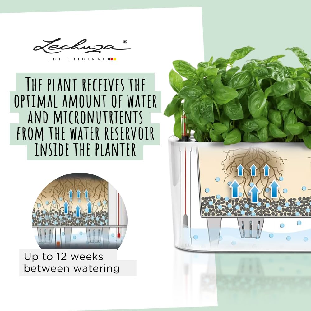 Lechuza Delta 10 Self Watering Plant Pot, White High Gloss, 30 cm