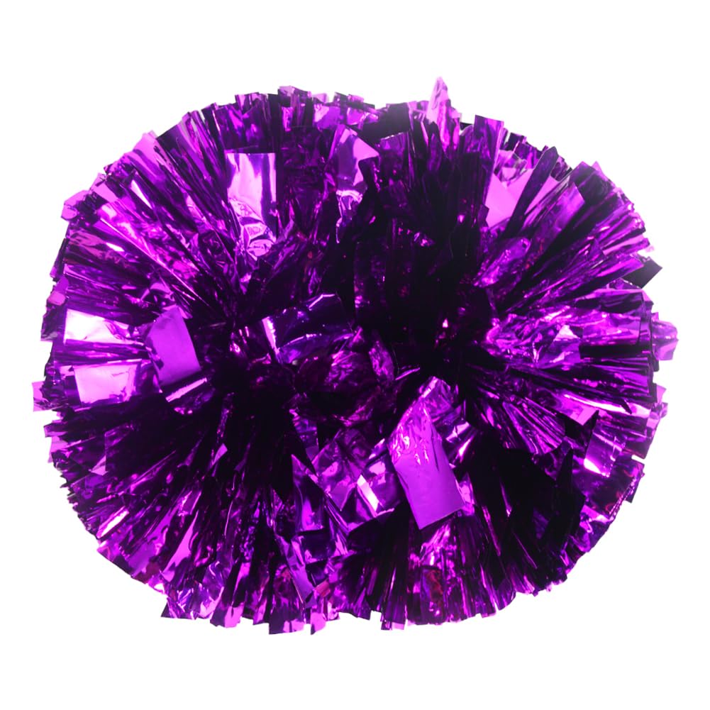 Hooshing 2PCS Purple Pom Poms Cheerleading with Baton Handle Cheering for Girls Team Spirit Sports Dance Cheering