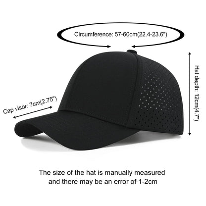 VOBOOM Men Quick Dry Baseball Cap Laser Cut Mesh Ball Curved Brim Snapback Hat (Black)