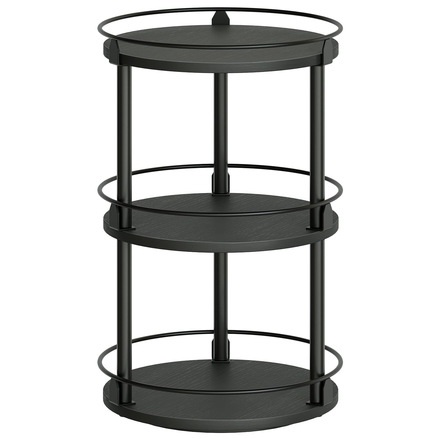 3-Tier Lazy Susan Organizer, Rotating Spice Rack, Spinning Organizer, Industrial Turntable Spice Rack Organizer for Cabinet, Kitchen Countertop, Pantry, Rustic Brown and Black SR23BR