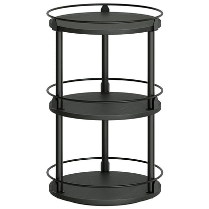 3-Tier Lazy Susan Organizer, Rotating Spice Rack, Spinning Organizer, Industrial Turntable Spice Rack Organizer for Cabinet, Kitchen Countertop, Pantry, Rustic Brown and Black SR23BR