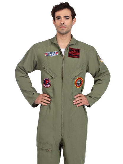 Leg Avenue Mens Licensed Top Gun Flight Suit Costume, X-LARGE, Khaki/Green