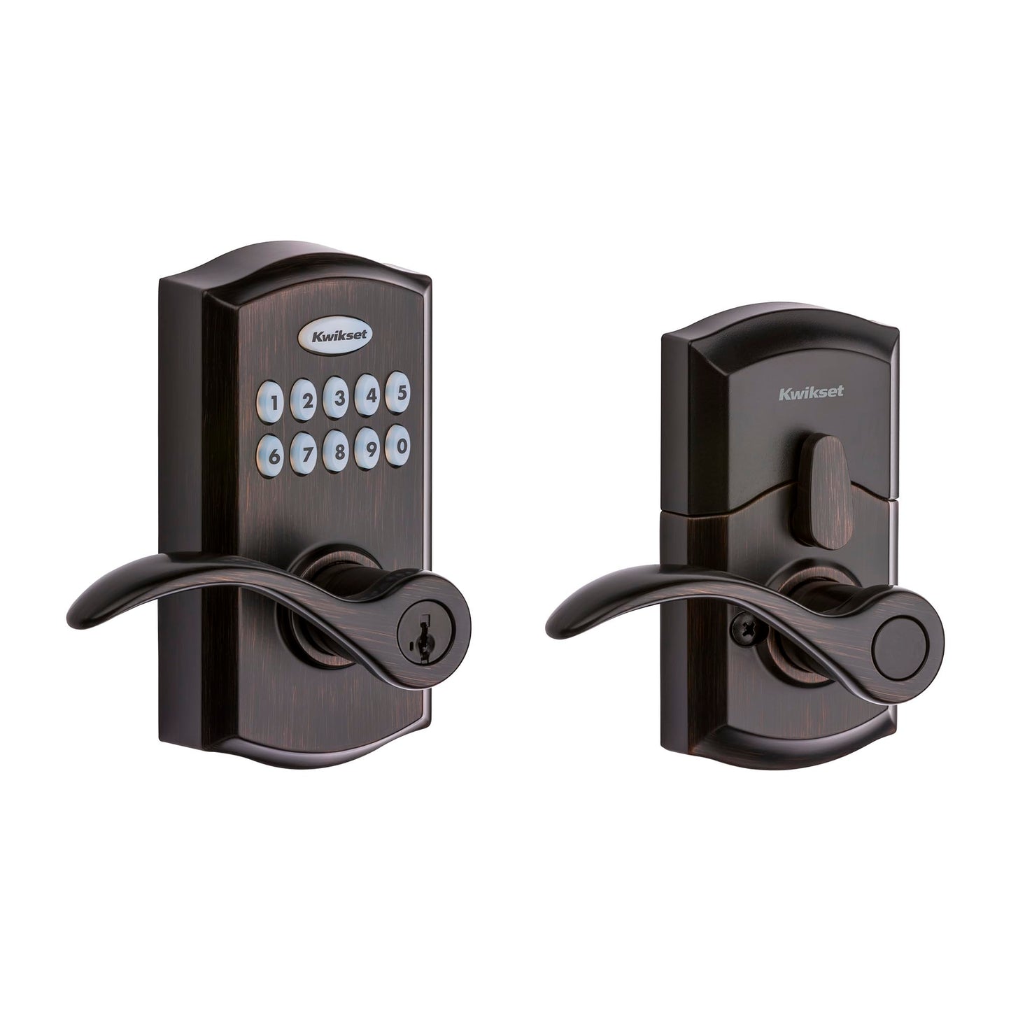 Kwikset SmartCode 955 Pembroke Light Commercial 10-Button Keypad Electronic Lever, Featuring Convenient Keyless Entry, 3-Year Batter Life and High Traffic Durability Venetian Bronze