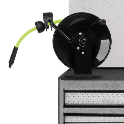 Flexzilla Portable Manual Open Face Air Hose Reel, 3/8 in. x 50 ft., Heavy Duty, Lightweight, Hybrid, ZillaGreen - L8651FZ