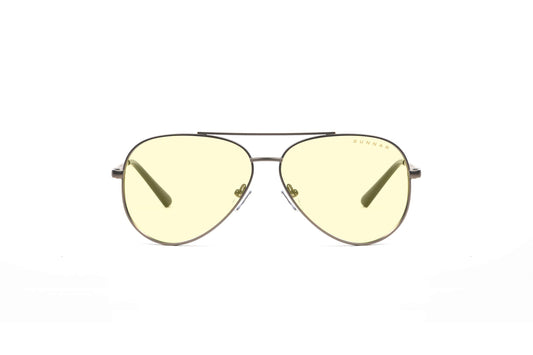 GUNNAR - Premium Gaming and Computer Glasses - Blocks 65% Blue Light - Maverick, Gunmetal, Amber Tint