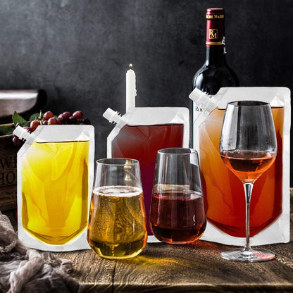 Cruise Liquor Flask Kit for Travel,Concealable and Reusable Rum Runner Alcohol Juice Travel Plastic Flasks Liquor Bags for Sneak Drink-4 x 32 oz + 3 x 16 oz + 3 x 8 oz +1 funnel