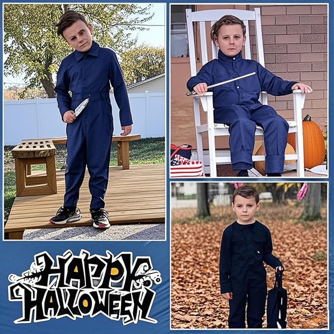 Kuberas Kids Killer Costume for Boys Scary Kills Jumpsuit Coveralls Mask with Blood Toy Halloween Cosplay Outfits