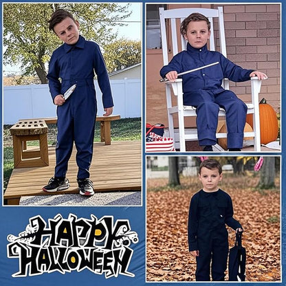 Kuberas Kids Killer Costume for Boys Scary Kills Jumpsuit Coveralls Mask with Blood Toy Halloween Cosplay Outfits