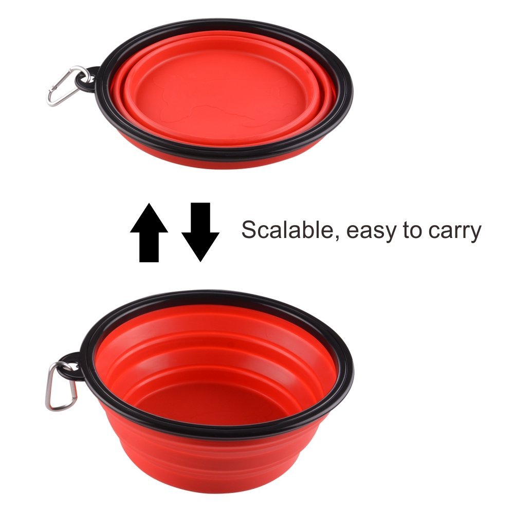 Extra Large Collapsible Dog Bowl, 3L XL Travel Dog Bowl, Foldable Travel Water Dish, 102oz X-Large Portable Collapsable Traveling Bowls with Carabiner for Dogs Walking, Hiking (Red)