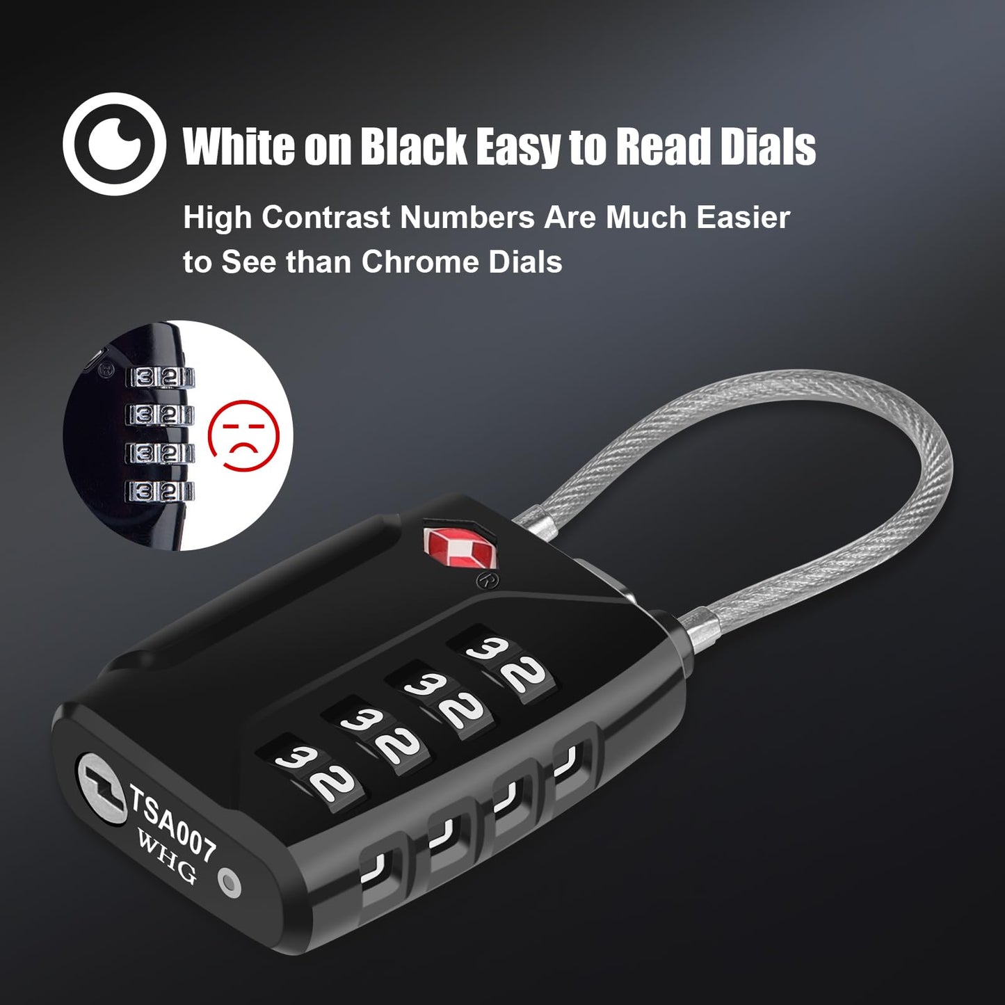 Diyife TSA Luggage Locks, [Upgrade Version][2 Pack] TSA Approved Suitcase Lock 4-Digit Re-settable Combination Lock, Cable Backpack Locks, Code Lock for Travel Suitcase Luggage Bag Lockers (Black)