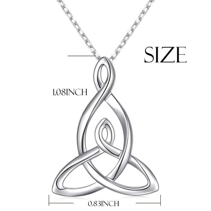 FLYOW 925 Sterling Silver Jewelry Mom Knot Mother Daughter Celtic Knot Pendant Necklace for Women Birthday Valentine's Day Mother's Day Gift, 16 Inch + 2 Inch