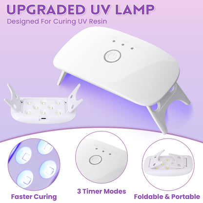 LET'S RESIN Jewelry Making Kit - 153Pcs Highly Clear Resin with Upgraded UV Lamp, Resin Accessories for Keychains, Jewelry