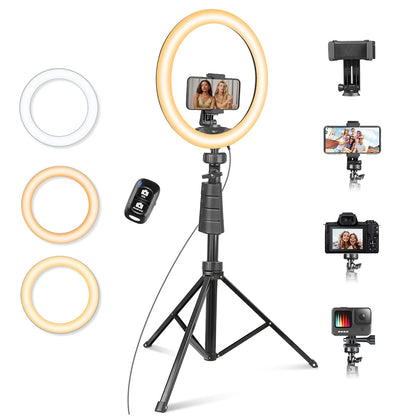 Eicaus 12" Ring Light with Tripod Stand and Phone Holder,Selfie LED Lighting with 62" Phone and Stand,Circle Ringlight for Photography,TIK Tok and YouTube,Compatible with iPhone, Android and Cameras