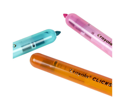 CRAYOLA Clicks, Retractable Art Markers, 10 Vibrant, Washable Coloured Markers, Keep Markers Safe in Retractable Barrel So Ink Won't Dry Out, Perfect for Colouring, Projects and More, 58 8370