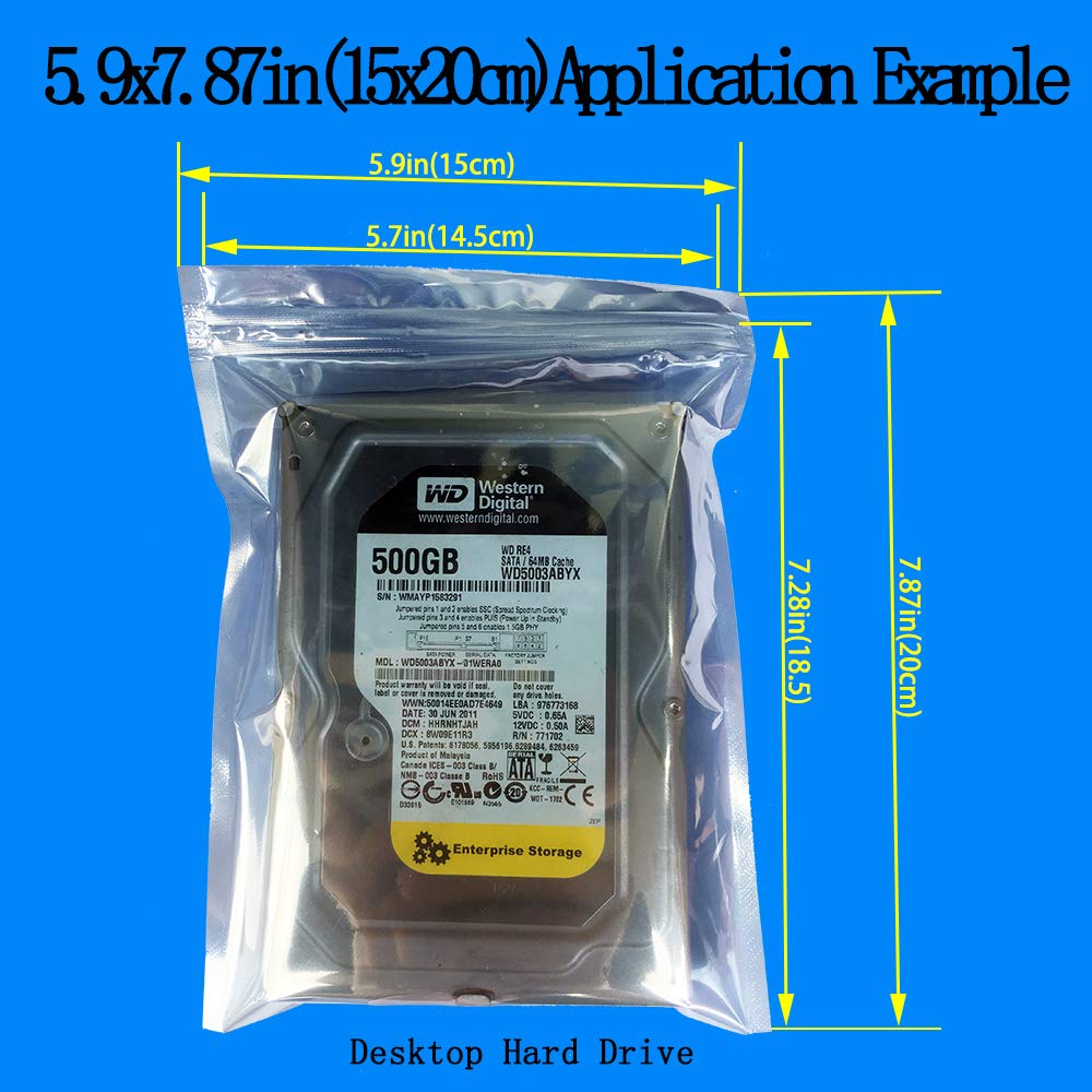 Daarcin Anti Static Bags,ESD Bags,30pcs Mixed Sizes Antistatic Resealable Bag for 3.5 Hard Drive, 2.5 Solid State Drive,with Labels, ESD Shielding Bag for Varieties of Electronic Device