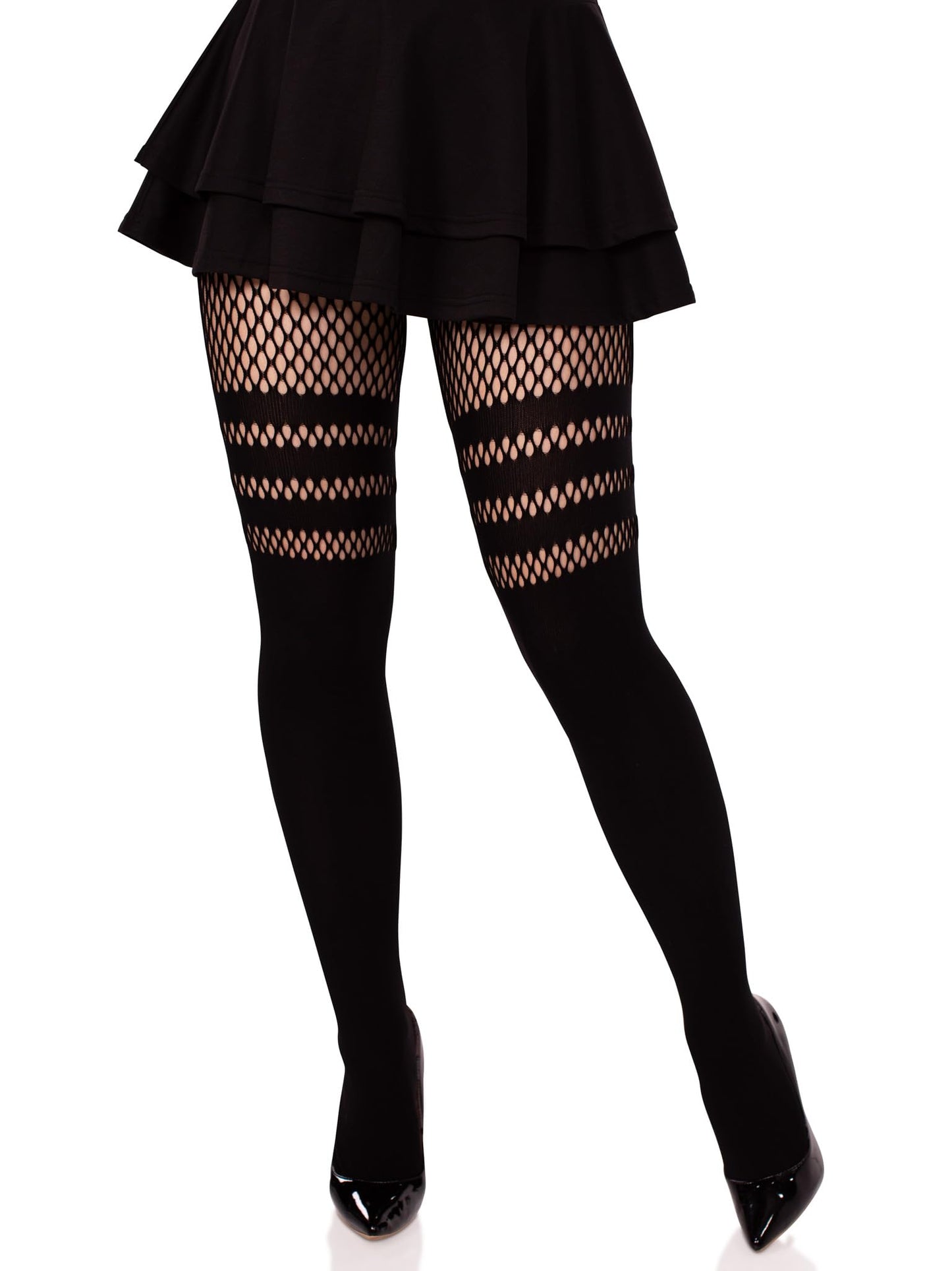 Leg-Avenue Women's-Striped Fishnet, Black, One Size