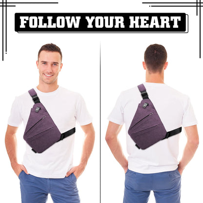 GDOKKNY Anti Theft Crossbody Bag for Women Personal Flex Travel Bag Anti-Theft Cross Body Bag Sling Chest Bag for Men （Black）