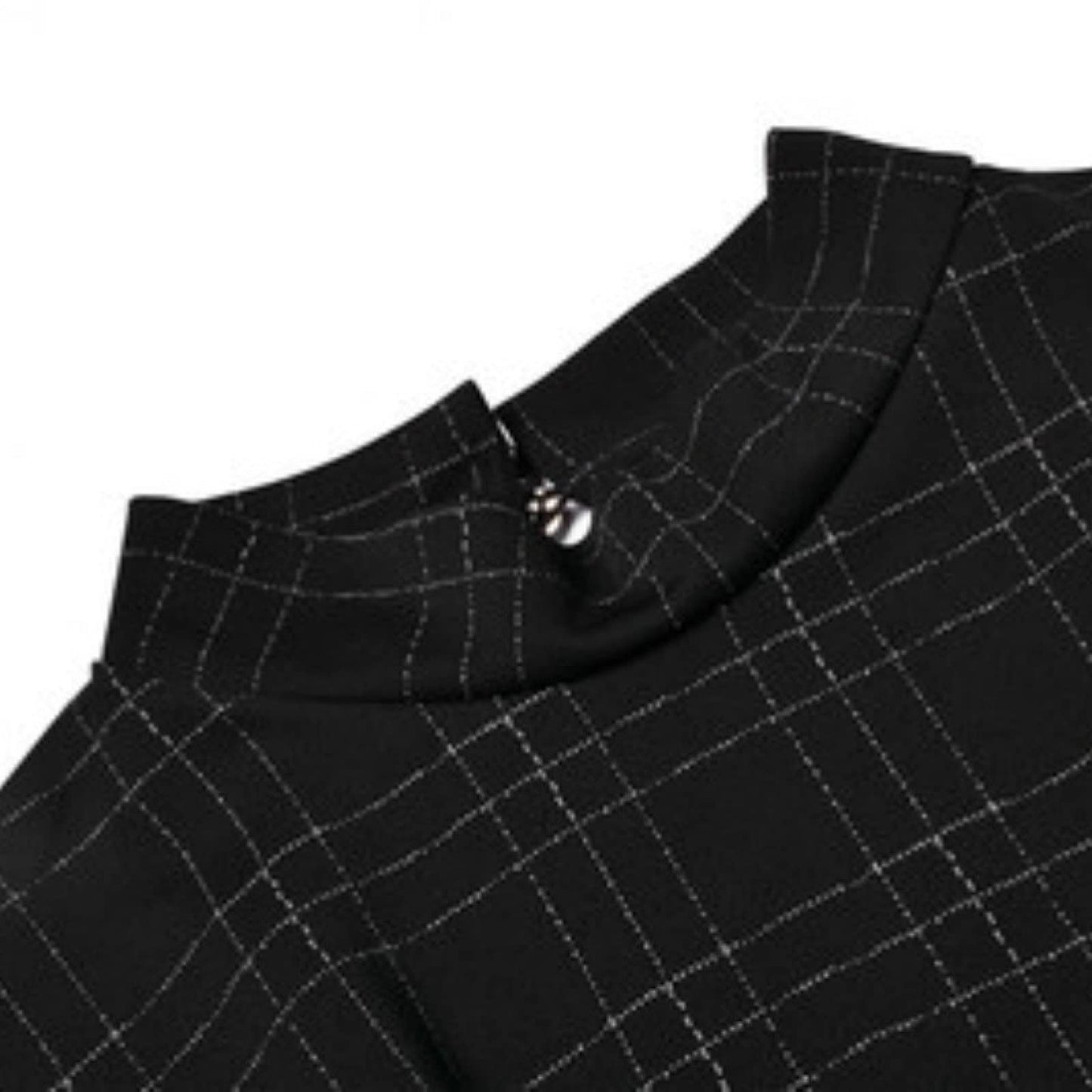 Goth Long Sleeve Dress Gothic Harajuku Vintage Plaid Wrap Balck Mini Dress Retro Pleated Punk Long Sleeve Dark Emo(Gray Grid,L)