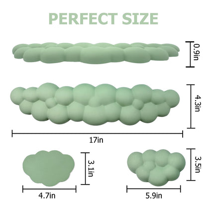 Cloud Wrist Rest Keyboard, PU Leather Memory Foam Wrist Rest for Computer Keyboard, Ergonomic Keyboard Wrist Rest and Cute Mouse Wrist Rest for Gaming,Office,Computer,Typing Pain Relief,Pastel Green