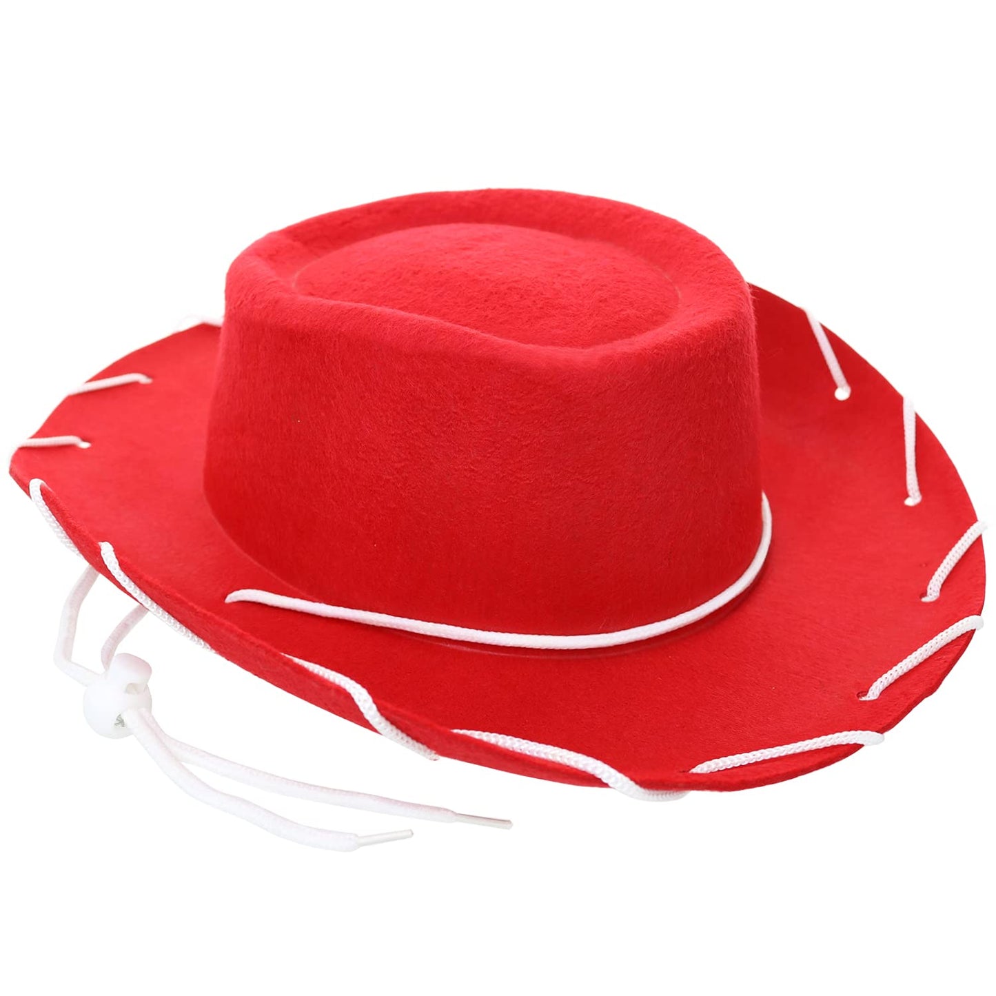 GiftExpress Red Felt Cowboy Hat with Chin Strap - Cowgirl Costume Accessory for USA Western Rodeo Theme Party & Pretend Play - Young Boy & Girls, Child Size