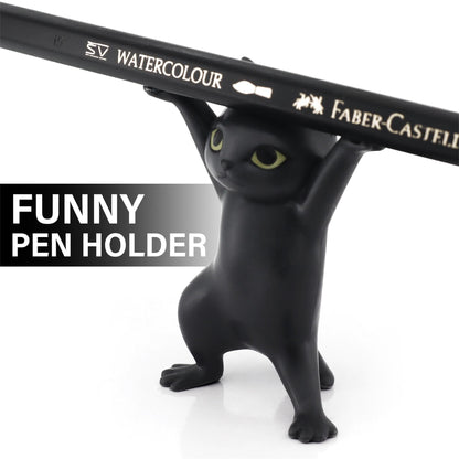 Cute Stuff Home Decor Fun Kitty Decoration for Desk Shelf Magnetic Dance Cat Airpod Holder Headphone Earbuds Holder for Apple AirPods 1& 2 3 Pro, Unique Birthday Bday Gifts Ideas (Black)