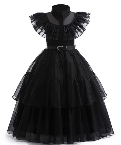 Gunaniti Black Dress Up Costume for Girls Birthday Party Halloween Cosplay Outfit with Accessories 3-12Y (11-12 Years, Black)