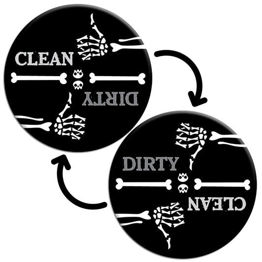 Creepy Skeleton Hand Thumbs Up/Down Dishwasher Magnet – Humorous Gothic Clean/Dirty Sign for Home & Office, Quirky Kitchen Decor, Ideal Gift for Gothic Enthusiasts