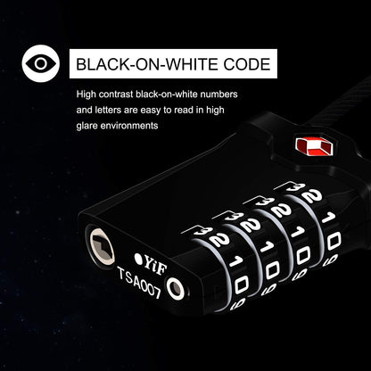 2 Packs TSA Luggage Locks with 14cm Flexible Cable, Diyife 4-Digit Combination Lock Security Padlock Travel Lock for Suitcase Luggage Backpack School or Gym Cabinet, etc. (Black & Sliver)