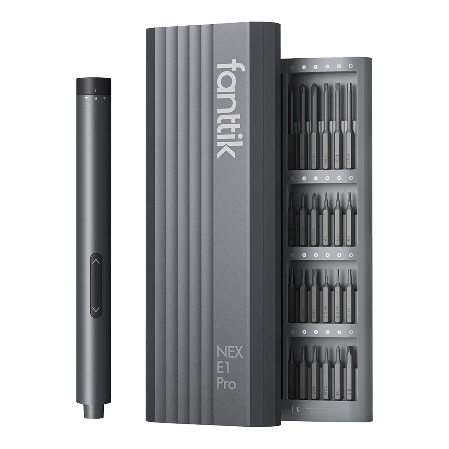 Fanttik E1 Pro 3.7V Mini Electric Screwdriver, Precision Screwdriver Set with LED Light, 24 Magnetic Bits, Max. 3 N.m, Magnetic Storage, 5/32''Hex, Repair Tool Set for Phone Camera Laptop Watch