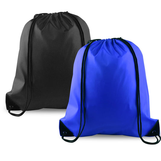 KUUQA 2 Pcs Drawstring Backpack Bags Bulk Sports Cinch Sack String Backpack Storage Bags for Gym Traveling（Black, Blue）