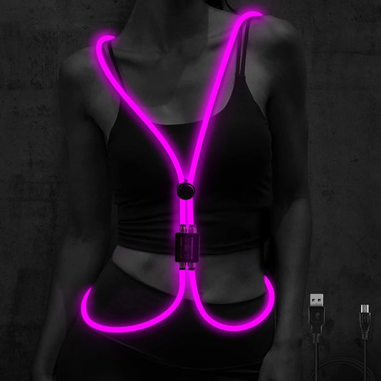 LED Reflective Vest, LED Reflective Running Vest Lights for Runners, Safety USB Rechargeable Running Vest for Men/Women, Three Light Modes, Waterproof LED Light Vest for Running, Cycling or Walking