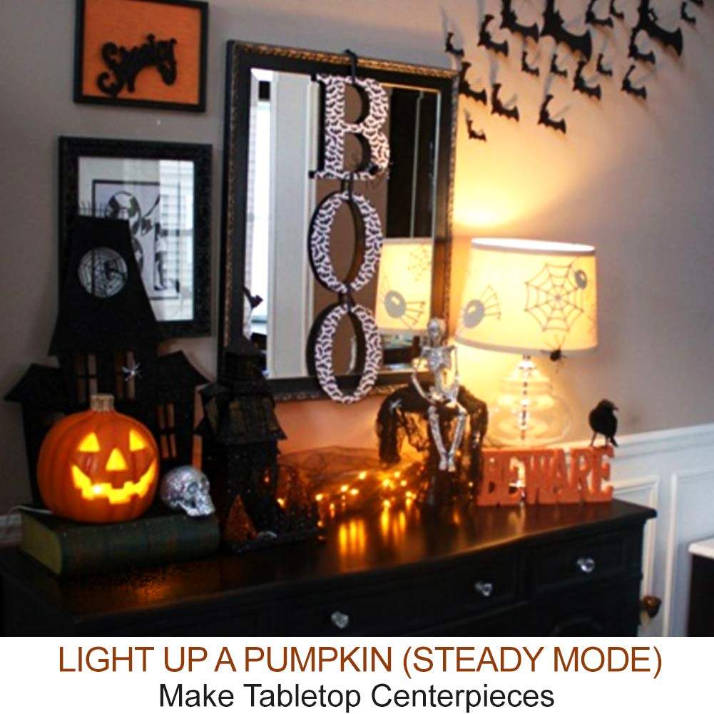 HOME MOST 4-Pack Halloween LED Pumpkin Lights Battery Operated - Orange Pumpkin Lights with Timer and Remote Halloween Decor - Jack-O-Lantern Decoration Outdoor