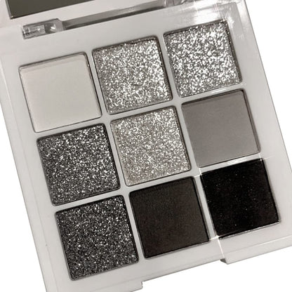 Go Ho Black Grey Silver Smoky Eyeshadow Palette,9 Colors Matte&Shimmer Eye Makeup Palette,Goth Eye Shadow Pallets for Women,Waterproof Cool Eye Shadow Palette Makeup with Prism Mirror