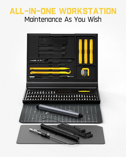 Fanttik E1 NEX Workstation 3.7V Electric Screwdriver Kit, Precision Screwdriver Set, 64 Magnetic Bits, 12 Types Fix Tools, 0.05/0.2 N.m, Repair Tool for Phone Laptop Watch Electronics