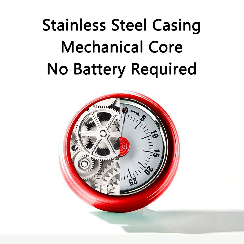 Kitchen Timer, Kitchen Countdown Cooking Timer Reminder No Battery Required Magnetic Time Management Timer Red