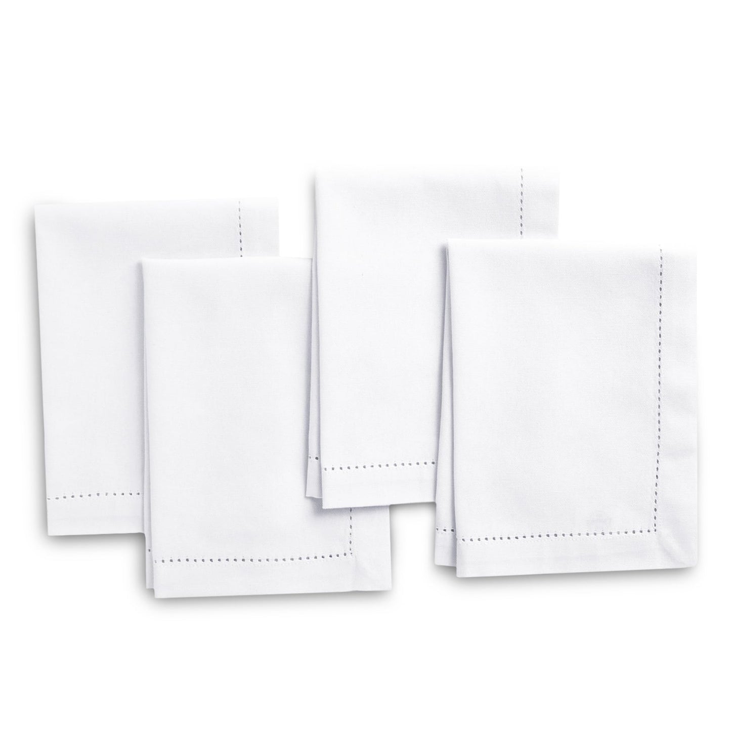 Encasa XO White Cloth Napkins Set of 4, 17"x17" | Cotton Hemstitched Design Dinner Napkins | Washable & Reusable Table Napkins for Holiday Dinners, Party, Wedding & Everyday Dining