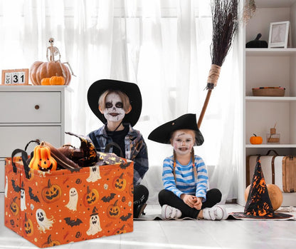 HIYAGON Halloween Basket Halloween Pumpkin Basket for Boys and Girls Trick or Treat Pumpkin Basket for Halloween Parties Cute Storage Bin Organizer Box Rectangular Room Decor(Halloween Pumpkin)