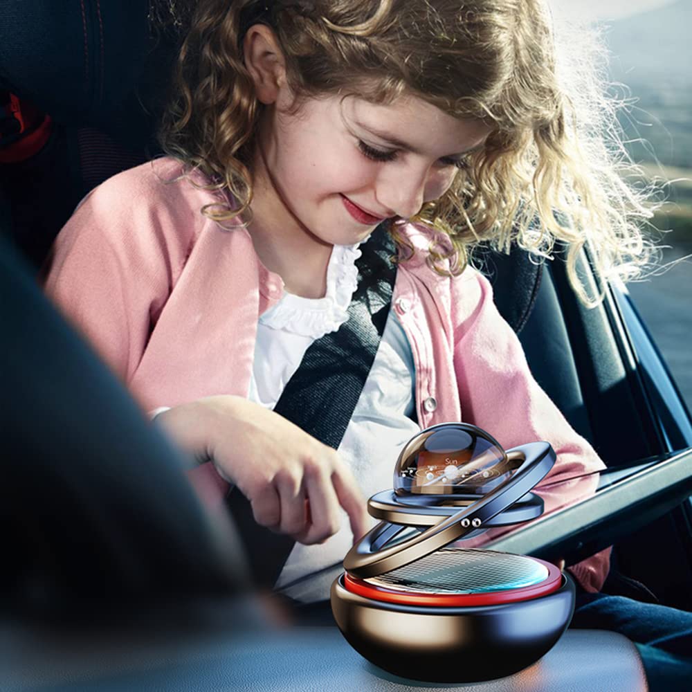 Kwak's Car Air Freshener Solar Energy Rotating Refillable Air Purifier for Car Interior Dashboard Autorotation Decoration Accessories(black)