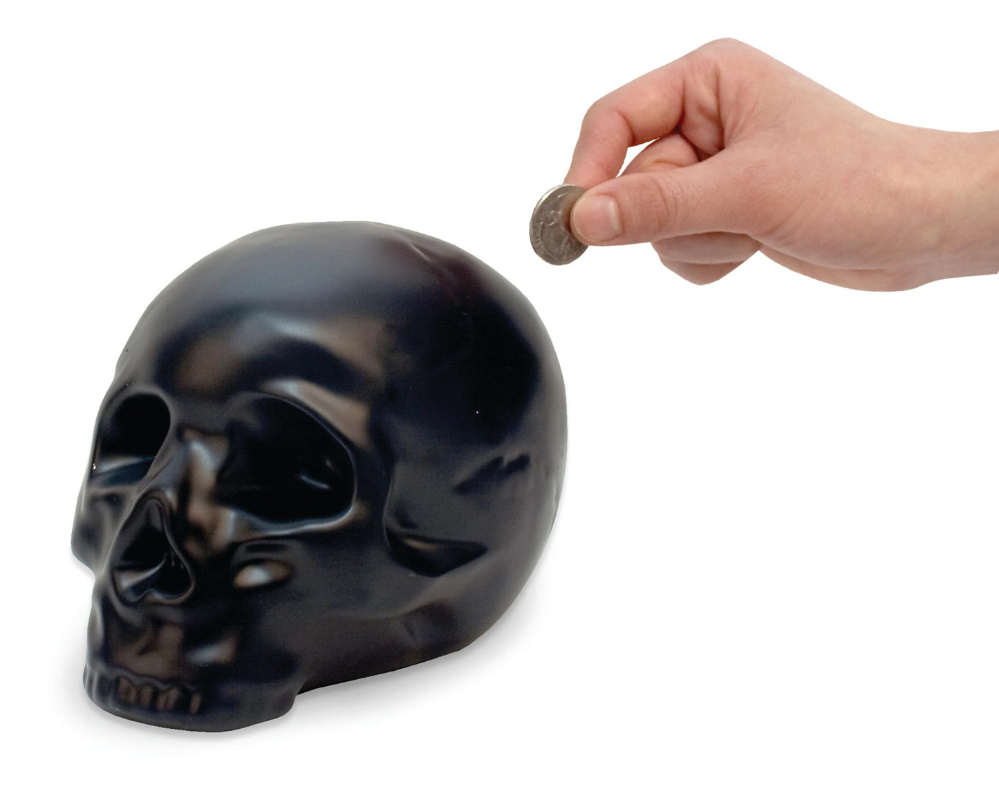 Kikkerland Ceramic Desktop Halloween Decorative Skull Coin Piggy Bank, Money Saver Box