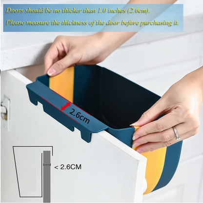 Hanging Folding Mini Trash Can for Kitchen Cabinet Door, Small Collapsible Garbage Bin Under Sink,Wall Mounted Waste Bin- Container Cabinet/Bedroom/Bathroom (3L)(White)