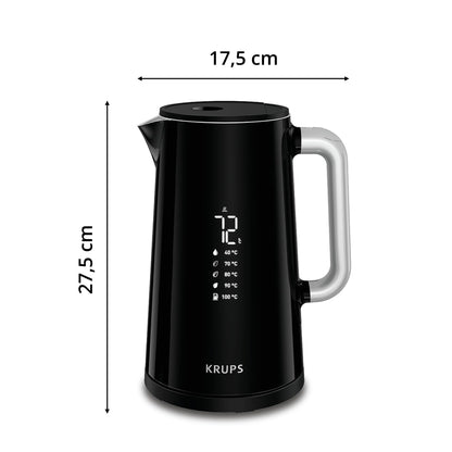 Krups Smart'n Light BW801810 Kettle, 5 Temperatures, 1.7 Litre Capacity, Stainless Steel Interior, Double-Walled, Black