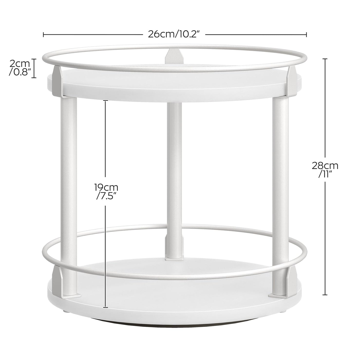 3-Tier Lazy Susan Organizer, Rotating Spice Rack, Spinning Organizer, Industrial Turntable Spice Rack Organizer for Cabinet, Kitchen Countertop, Pantry, Rustic Brown and Black SR23BR