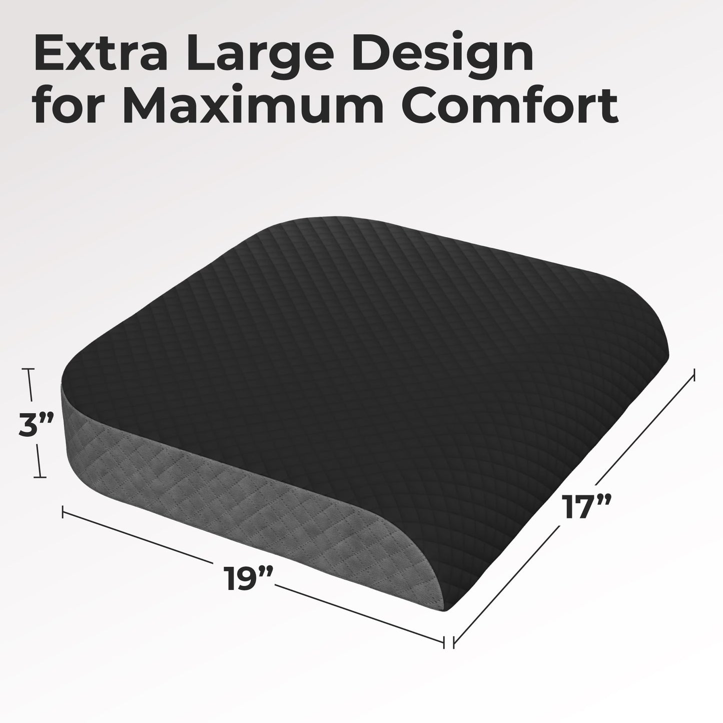 Kölbs Extra Large Seat Cushion, Stylish Plush Velvet Cover, X-Large Memory Foam for Office Chair, Floor Pillow, Cushion Back Pain Coccyx Pain Relief, Carry Handle (Extra Large)