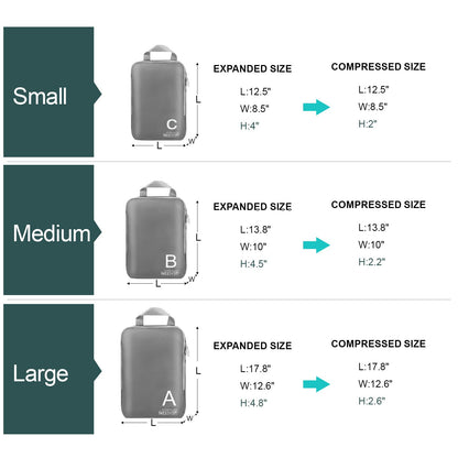 Compression Packing Cubes for Travell - Premium 361D Fabric Packing Cubes with Smooth Zippers, Space-Saving Compression Bags for Travell, Luggage Organizers for Clothes, Shoes, and Accessories