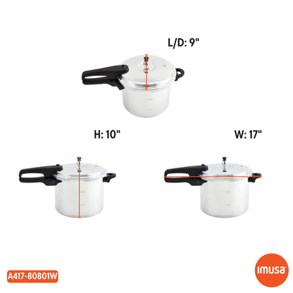 IMUSA USA A417-80801W Stovetop Aluminum Pressure Cooker 7.0-Quart,Silver